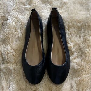 Black Leather Flats